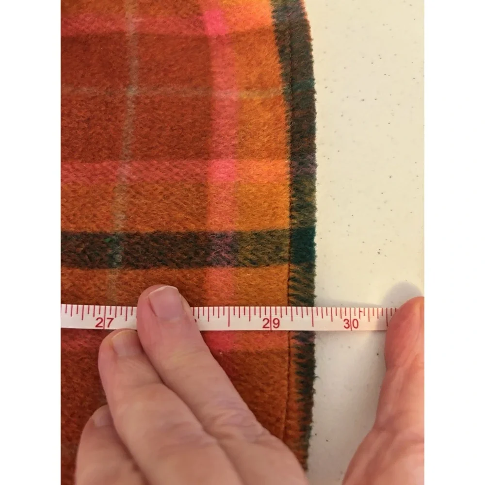 Wild Fable Women Sz M Flannel Shacket Plaid Orange Pink Shirt Jacket Wool‎ Blend
